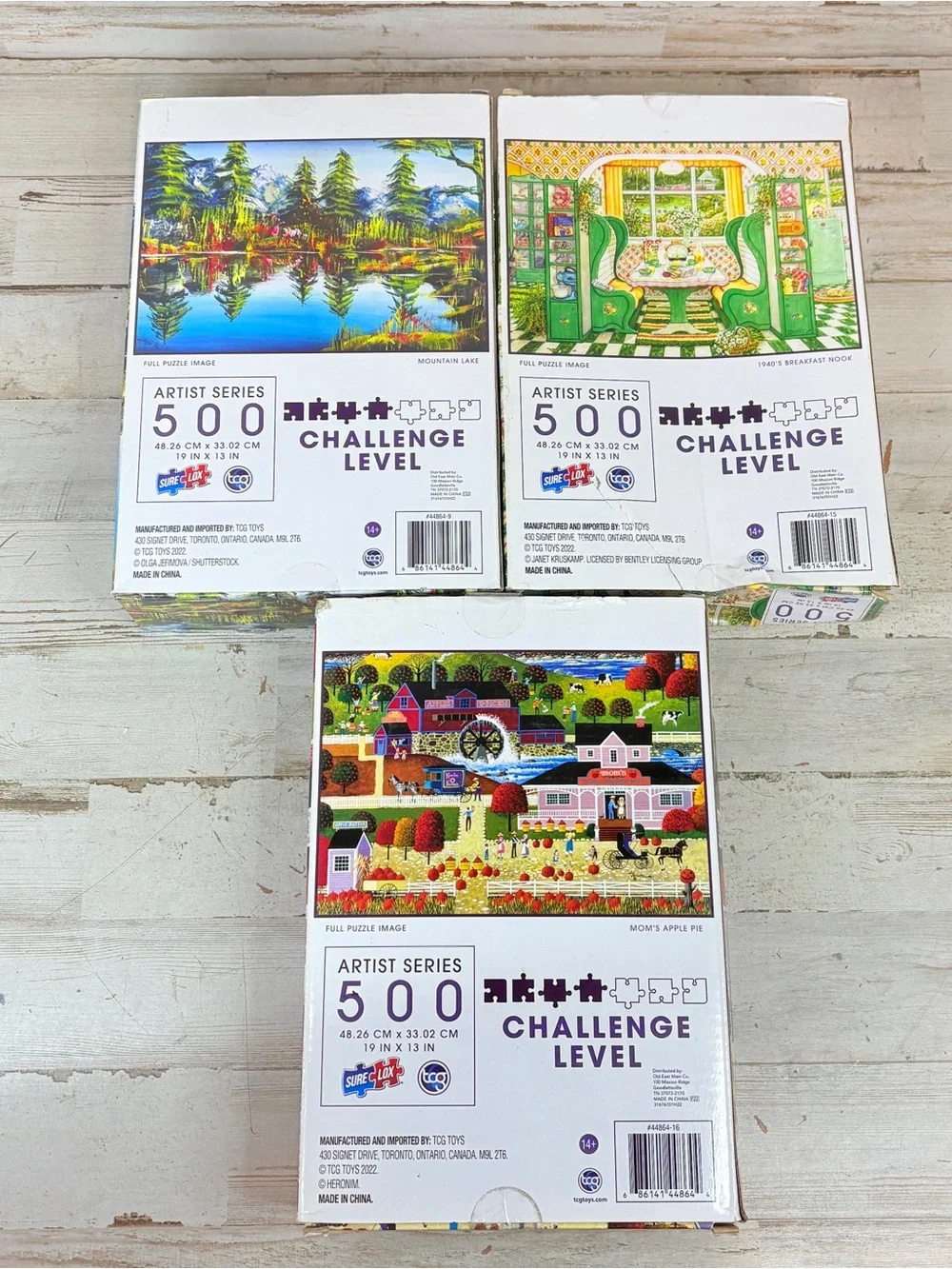 Lot Of 3 Artist Series Sure Lox 500 Piece Puzzles Sealed Challenging Colorful